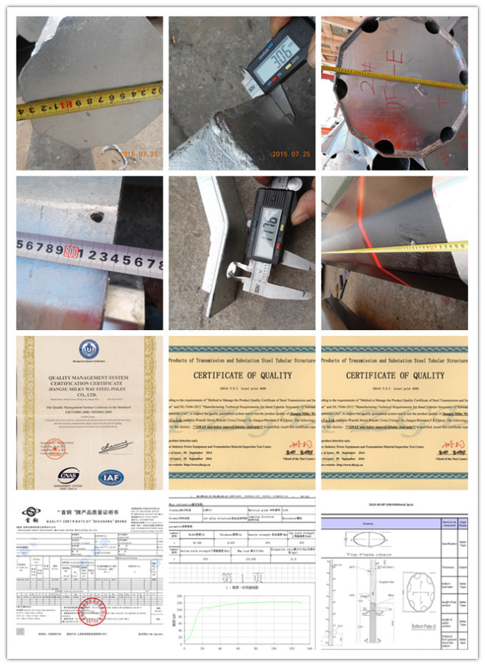 Tiang Tenaga Listrik Baja Galvanis Bitumen 20m Dengan Cross Arms ISO 9001 0
